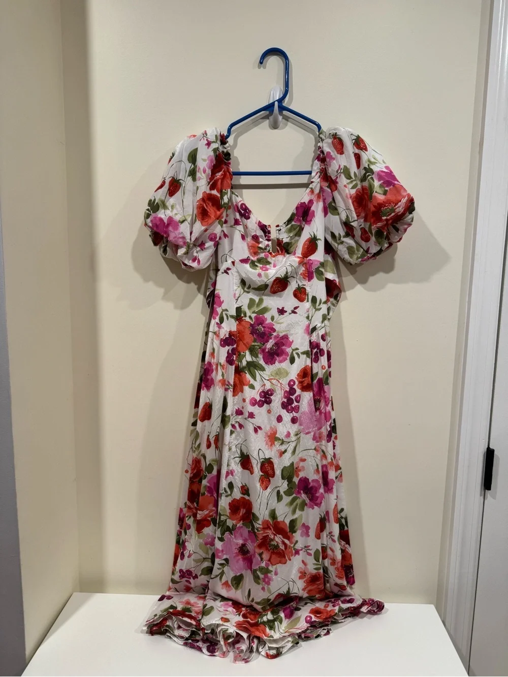 Abercrombie & Fitch White Maxi Dress with Pink & Red Floral Print